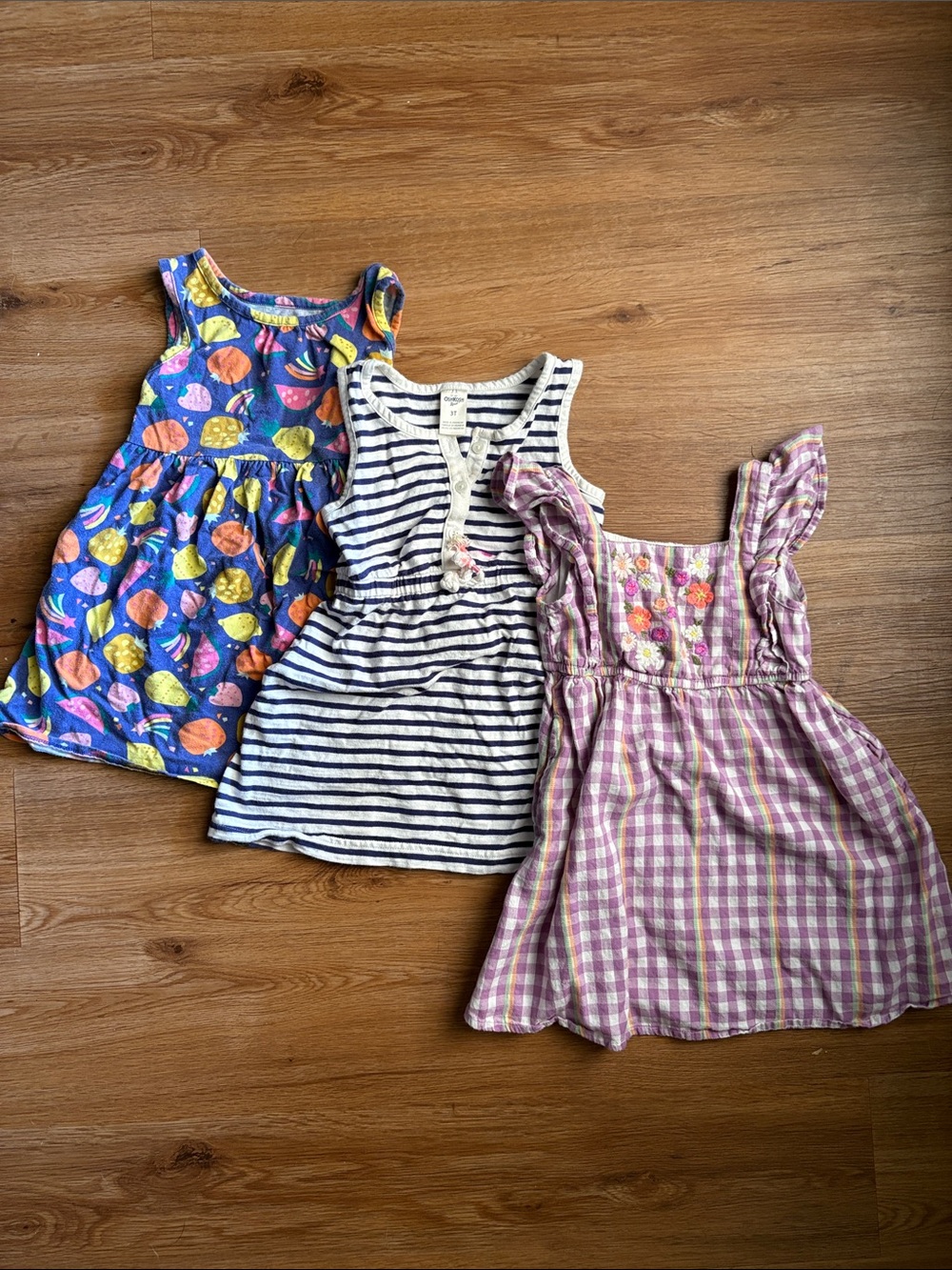 Navy Fruit-Print Tank Dress with Striped Navy & White Dress - Girls